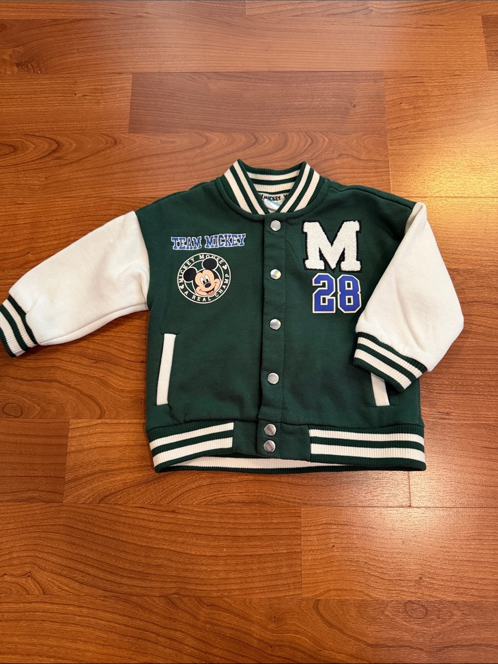 Disney Green and White Varsity-Style Mickey Jacket